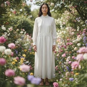 ✨ Vintage White Eyelet Maxi Dress – Romantic Prairie Dream ✨